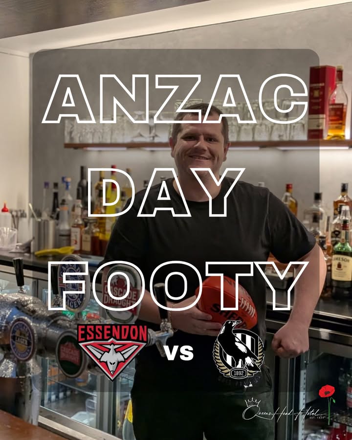 Featured image for “Come say hi to our friendly staff and watch the Anzac Day match between Collingwood vs Essendon.”